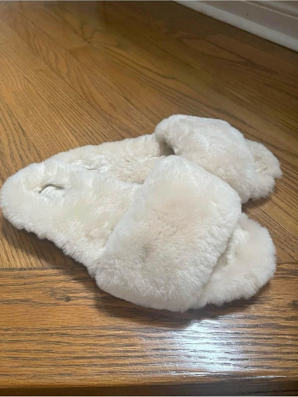 UGG Plush Fuzzy Slide Slippers in Cream